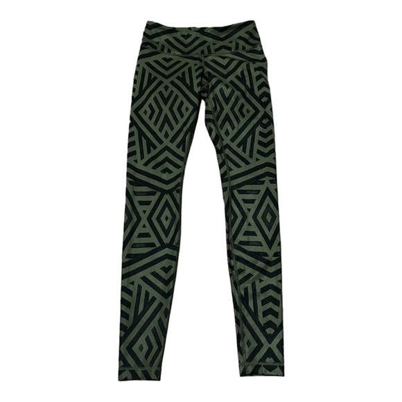 Lululemon Wunder Under Leggings Luxtreme Chevron Shuffle Fatigue Green Sz 4 - Picture 3 of 14